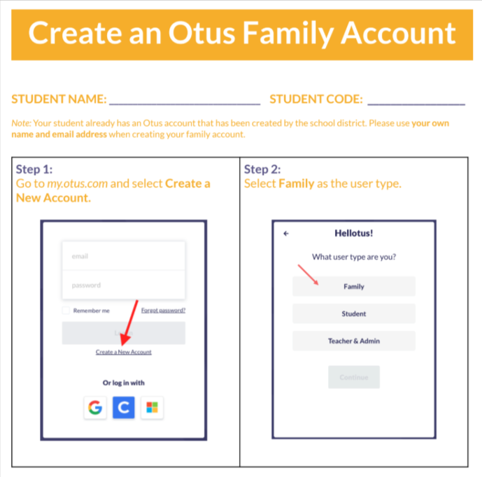 Otus Create a Family Account